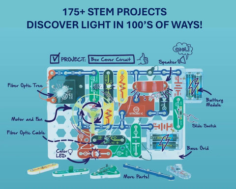 Light Up Learning With This Electronics Exploration Kit Featuring 175 Plus STEM Projects Full Color Project Manual 55 Plus Parts Hands On Educational Toy For Kids 8 And Up Kid Friendly - electronics setup display.