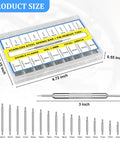 Front view of Amazon watch band pins and spring bar tool set, 360pcs, 1.5mm dia, sizes 8–25mm, stainless steel.