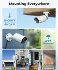 8 Channel 5MP Security Camera System With 4 Wired PoE Cameras For Outdoor Home Surveillance, mounting examples, waterproof