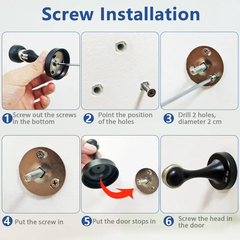 Installation steps for Stainless Steel Magnetic Door Stop Heavy Duty For All Door Types Keeps Doors Open Wall Mount Door Holder Catch Rust Proof SUS 304 Ideal For Home Office And Apartment Use