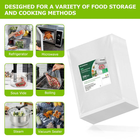 Precut Vacuum Sealer Bags 8x12 Inches Pro Grade BPA Free Textured Embossed Thick For Storage And Sous Vide Cooking Reusable