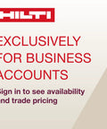 Hilti business account sign-in prompt for trade pricing availability