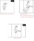 Self-Locking Gate Latch installation diagram showing post mount, fasteners, and right or left hand setup on wood fences.