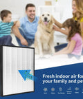 Two Pack H13 True HEPA Replacement Filter For InvisiClean Claro IC4524 Air Purifier with family in background