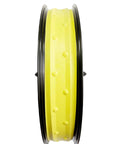 Fat Bike Front Wheel 20/26 X 4.0 With 36H Aluminum Rim, 135mm QR Disc Hub, Snow And Sand Ready, side view, black and yellow rim