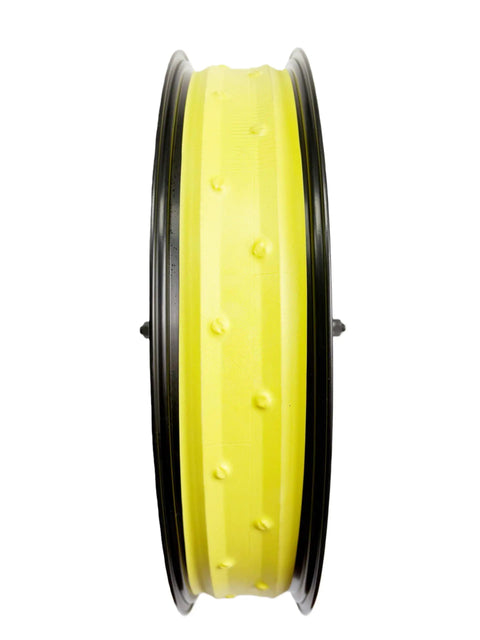 Fat Bike Front Wheel 20/26 X 4.0 With 36H Aluminum Rim, 135mm QR Disc Hub, Snow And Sand Ready, side view, black and yellow rim