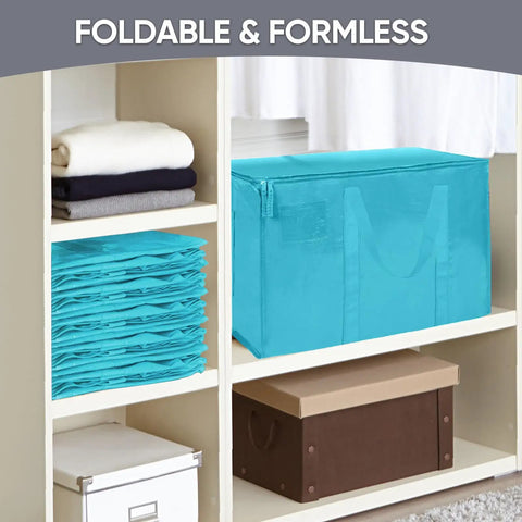 Extra Large Moving Bags With Zippers And Handles Heavy Duty Waterproof Storage Bags for Closet Organization on shelf