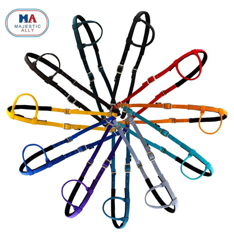 Built To Last Nylon Padded Sliding Single Ear Horse Headstall set of 2, multiple colors including chocolate, adjustable