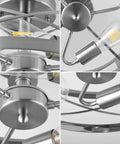 Close-up details of Sleek Modern 3 Light Semi Flush Mount Ceiling Light Brushed Nickel 13 Inch Round Drum Shade Fixture