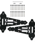 Tough 8 Inch Self Closing Gate Hinge For Wood Fences Industrial Stainless Steel With Horizontal Adjustable Enclosed Spring Black