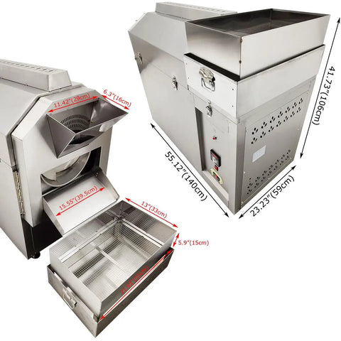 Electric Coffee Roaster For Commercial Use 55 Lb Bean Roaster With Precise Temperature Control 220V 6.5KW, stainless steel
