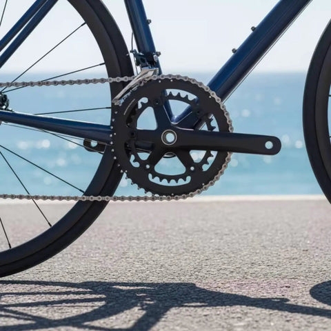 Durable Feather Light Aluminum Alloy Hollow Crankset With Unified Left And Right 170mm Crank Arms Easy Install Bike Cycling Parts Built Tough For Serious Riders, matte black on blue bike