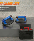 Heavy Duty 8 Inch Vacuum Suction Cups For Glass And Tile, 2 Pack Industrial Lifting Tool displayed with carry case.