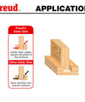 Illustration showing clean cuts with 8 Inch Safety Dado Set With 5/8 Inch Arbor Includes Four 1/8 Inch And One 1/16 Inch Chippers 22 Tooth Blades.
