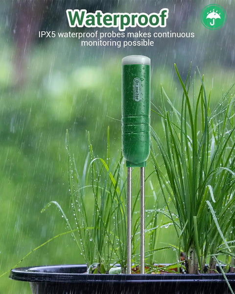 4 In 1 Soil Moisture Meter With Wireless Sensor Up To 300 Feet Temperature Light Time And Hygrometer Monitor in rain