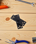 Heavy Duty Stainless Steel Hidden Door Hinges With 360 Degree Pivot, black pivot hinge on wooden surface, top view