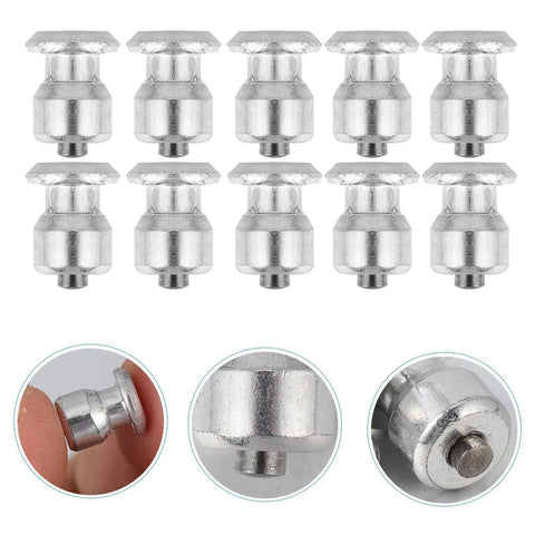 Beefy Heavy Duty Spiral Screw Tire Studs Black Ice Crushing Spike Set 50 Count Premium tungsten steel studs in silver color.
