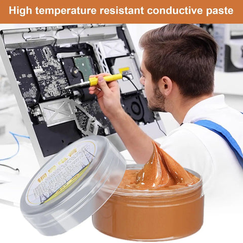 Copper Conductive Grease For Electrical Contacts And Automotive Systems With Extreme Temperature Resistance shown with technician using on electronics