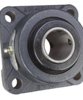 Front view of Moline 1-7/16 in Type-E four-bolt flange bearing; gray cast-iron housing with mounting holes