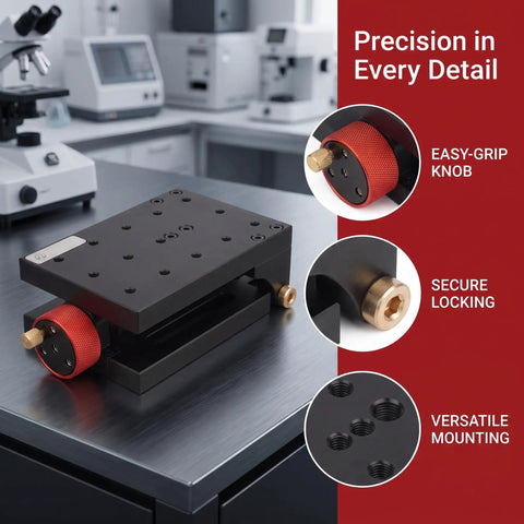 Heavy Duty Manual Pivot Angle Platform With Zero To Ninety Degree Smooth Tilt Base Locked Tight an anodized aluminum build with easy-grip knob.