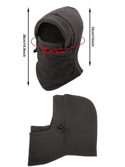 4 Pack Balaclava Ski Masks Windproof Fleece Adjustable Winter Face Cover For Men And Women side view dimensions
