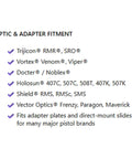 Optic and adapter fitment list from 32 Piece Red Dot Optics Screw Set For Adapter Plates Fits Trijicon Holosun Vortex Shield Docter Vector Optics Pre Applied Threadlocker And Includes T10 Hex Key For Rock Solid Quick Mounting On Rifles And Pistols