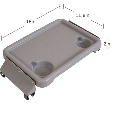 Walker Tray For Rollator And Standard Walkers, Folding Tray Table With Two Cup Holders, Tool Free Assembly, 16x11.8in