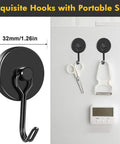 Heavy Duty Magnetic Hooks 120Lb Capacity With 180 Degree Swivel Rotating Design Neodymium Hook Magnets For Hanging In Home Office
