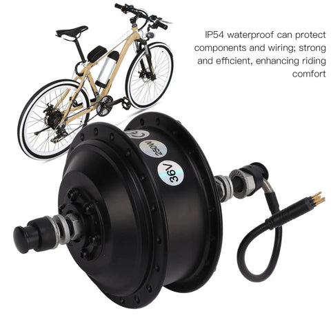36 Volt 250 Watt Rear Wheel Hub Motor with IP54 waterproof design, featuring strong aluminum alloy construction for e-bike upgrades.