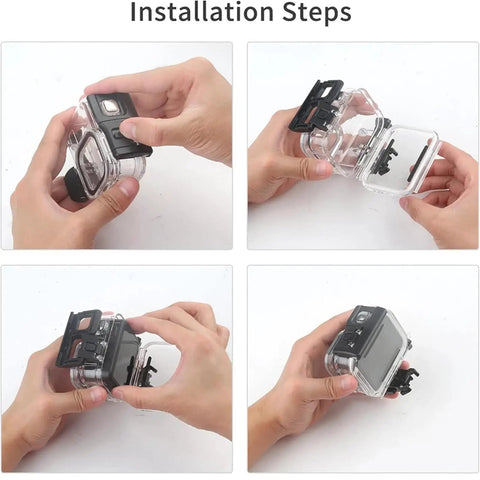 Installation steps for GoPro Waterproof Case For Hero 13 12 11 10 9 Black Protective Underwater Housing With Dive Kit