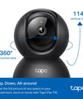 1080P Indoor Pan Tilt Security Camera Plug And Play For Home Surveillance All In One Baby And Pet Monitor with 360 Horizontal And 114 Degree Vertical View.