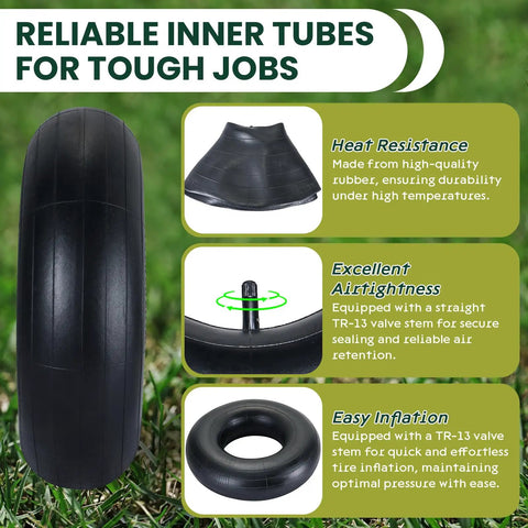 2 Pack Beefy Heavy Duty Inner Tubes Fit 20x8.00-8 Through 20x10-8 Universal Tire Tubes With TR13 Straight Valve For Lawn Mowers