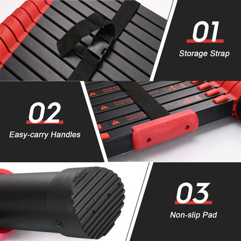 Telescoping Extension Ladder 12.5 Ft Red Aluminum Lightweight All Purpose Ladder with storage strap, handles, non-slip pad