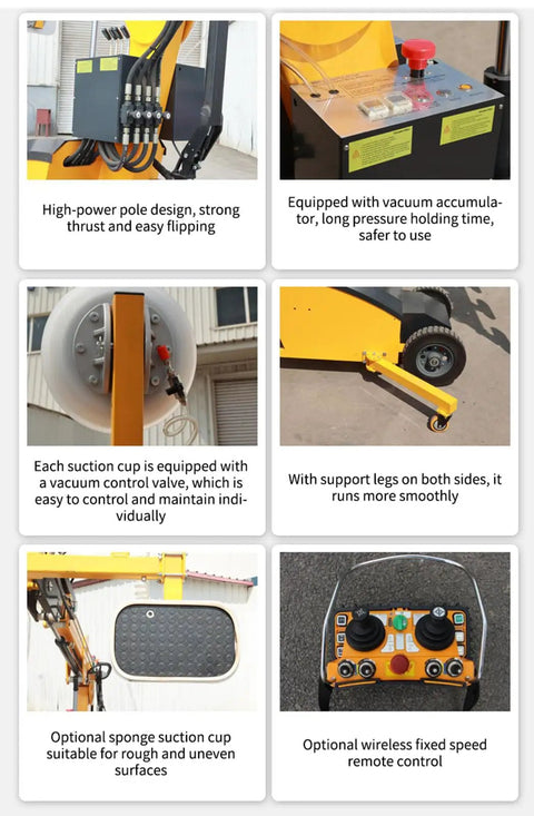 Bad Boy Heavy Duty Mobile Electric Vacuum Suction Cup Cart With Aluminum Frame for Glass Installation controls and components view.