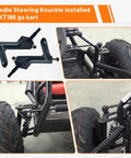 Left And Right Spindle Steering Knuckle With Ball Joint Assembly installed on KT196 go-kart front view