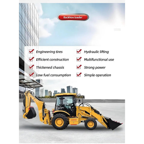 Compact 4x4 Wheel Backhoe Loader With Front End Loader And Rear Digger For Farm Garden Backyard Landscaping Small Construction Jobs