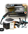 Handheld Steam Cleaner With Dual Core Fast Heating And One Point Eight Liter Tank For Homes Kitchens Bathrooms And Cars Generates Hella Hot Vapor used on grease.