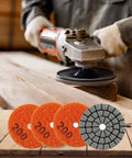 2 Inch Diamond Polishing Pads Kit For Granite Marble Concrete Quartz Stone Wet Or Dry Use Grit Range 50 To 400 in use