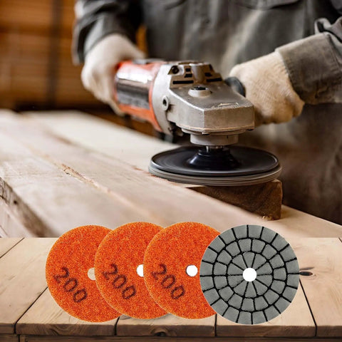 2 Inch Diamond Polishing Pads Kit For Granite Marble Concrete Quartz Stone Wet Or Dry Use Grit Range 50 To 400 in use