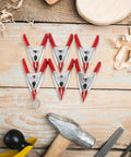 Super Sturdy 12 Piece Heavy Duty Metal Spring Clamps With Red Coated Jaws, Perfect For Woodworking Crafts Panel Fixing And DIY Household Projects That Rock.