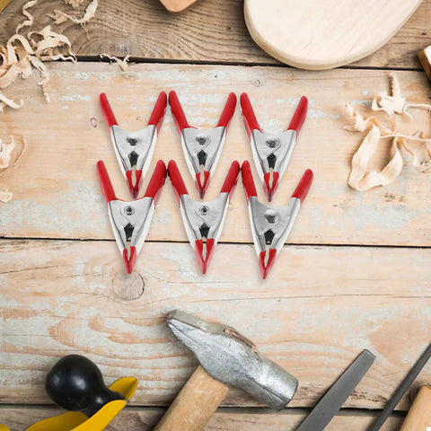Super Sturdy 12 Piece Heavy Duty Metal Spring Clamps With Red Coated Jaws, Perfect For Woodworking Crafts Panel Fixing And DIY Household Projects That Rock.