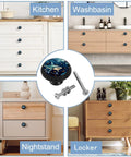 4 Piece Cabinet Knobs And Drawer Pulls Set Round Furniture Handles For Kids with screws shown on various furniture items.