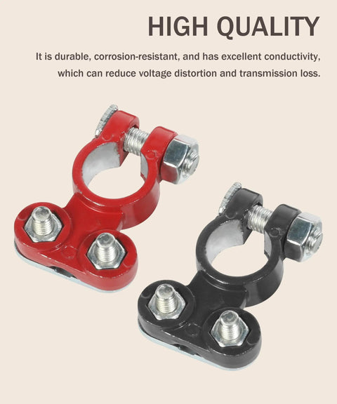 2 Pack Battery Terminal Clamps With Plated Top Terminals And Post Washers, Anti Corrosion Car Battery Connectors for Cars Trucks and Vans