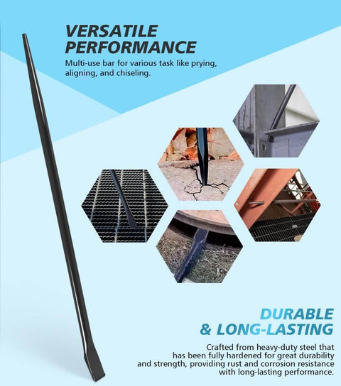 Heavy Duty Alignment Pry Bar Seven Eighths Inch By 30 Inch Sleever Bar with versatile performance features displayed
