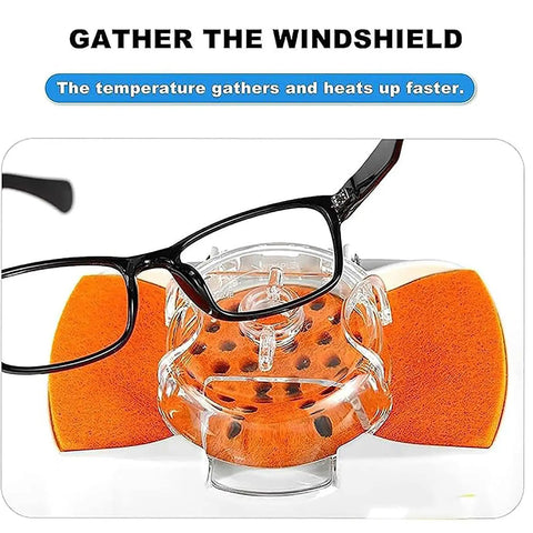 Straight Up Pro Grade Eyeglasses Frame Heater With Zero Fuss Ceramic Hot Air Warmer For Fast Optical Adjustments And Precise Lens Shaping Using A Solid Constant Temperature Cycle with black eyeglasses and orange pads.