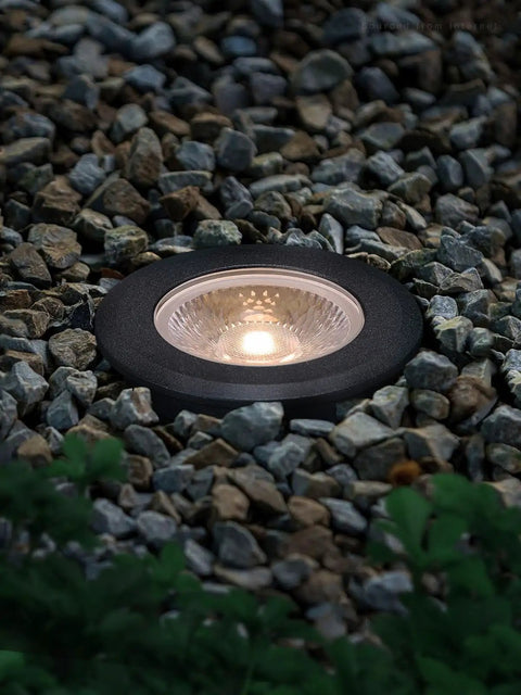 In Ground LED Well Lights Set, 7W, 720 Lumens, Low Voltage 12-24V AC DC, CRI90, IP67 Waterproof, black light on gravel
