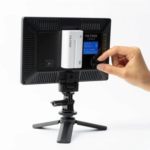 Back view of Ultra Thin 15W LED Video Light Panel With Pro-Grade Adjustable 3300K-5600K Color Temperature showing settings.