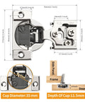 Chibery concealed hinge, satin nickel, 2-pack, 1/2 in overlay for face-frame doors