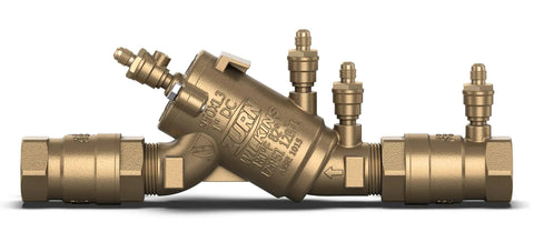 Three Quarter Inch Double Check Backflow Preventer With Union Ball Valves EZSWAP Modular Check Top Access Test Ports Compact Bronze Body For Three Quarter Inch Piping, bronze