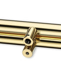 Grab These Super Tough Eighteen Inch Heavy Duty Push Pull Door Handles Made From Commercial Grade Stainless Steel Featuring Solid Standoffs And A Killer PVD Polished Gold Finish Ideal For Barn Doors Glass Doors And More With Chamfered Edges. 18-inch gold stainless steel door pull with solid standoffs